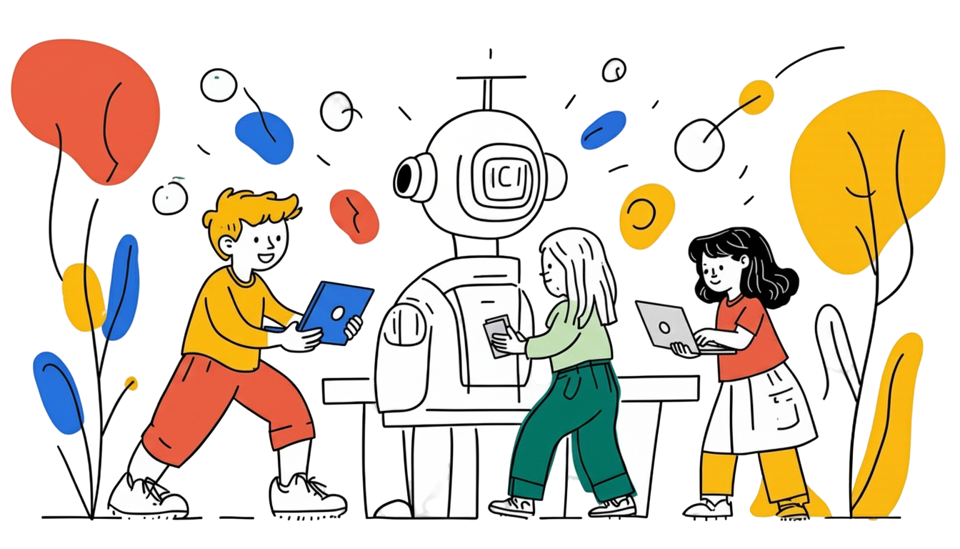 Students learning AI together